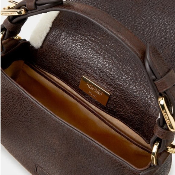 Nwt..Lauren Ralph Lauren Shearling Trim Small Tanner Crossbody - Picture 3 of 7